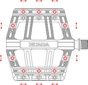 Pedal pin position adjustable